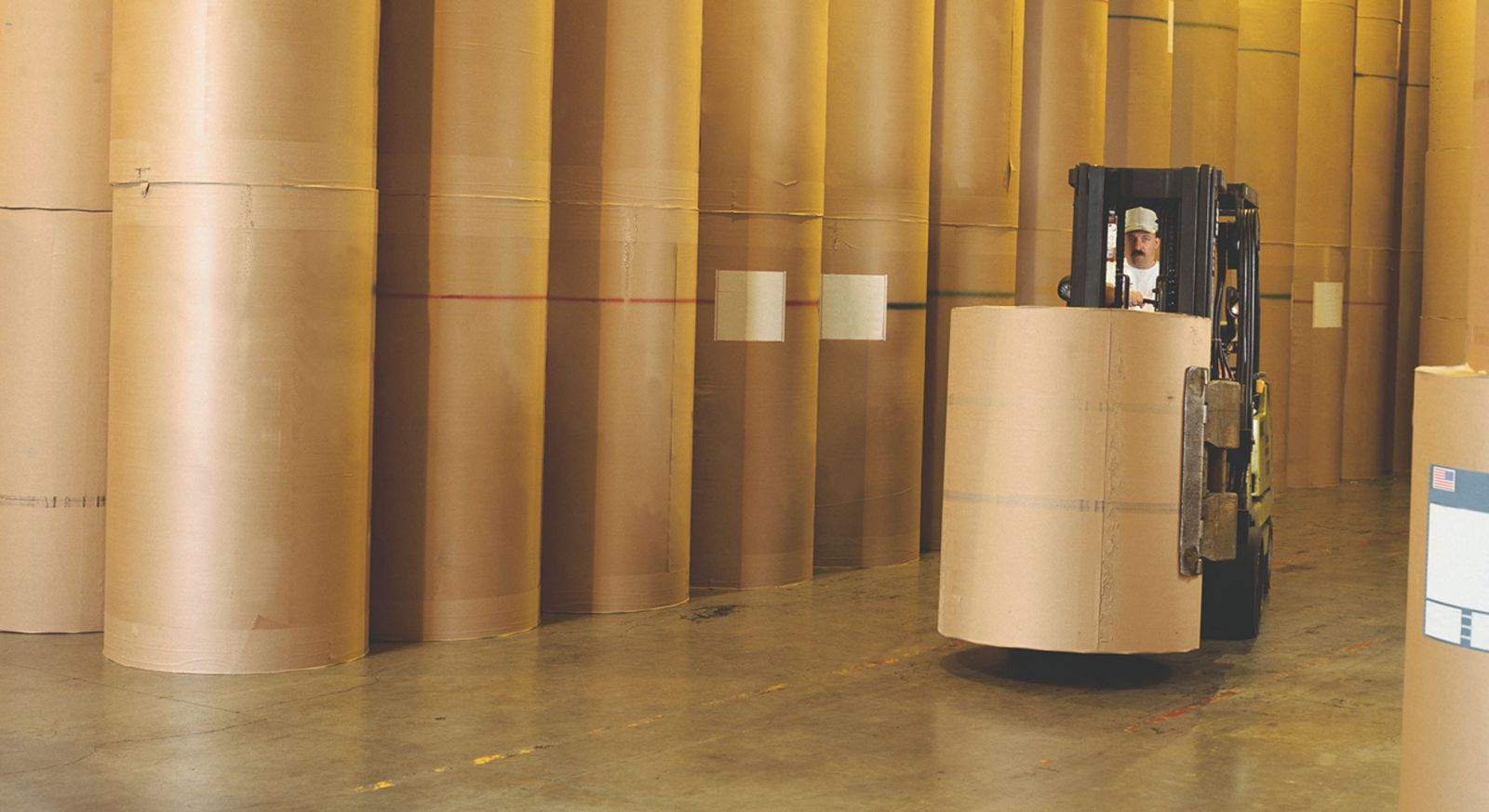 Rollstock paper inside our paper and packaging warehouse near Cincinnati, OH