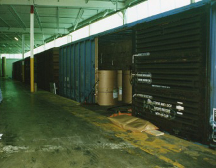 Rail car transload inside our paper and packaging warehouse near Cincinnati, OH